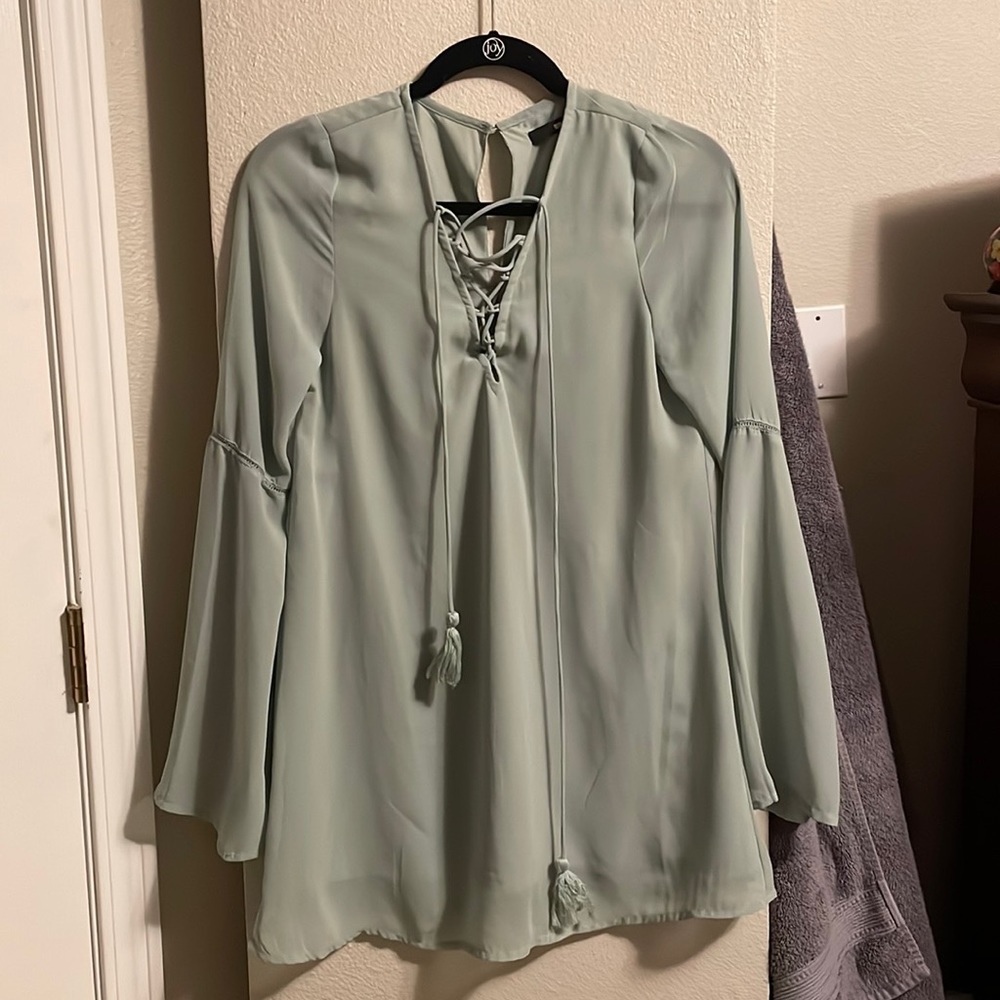 Long sleeve light green dress